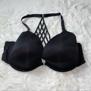 Cacique 46D Black Lattice Strappy Back Bra